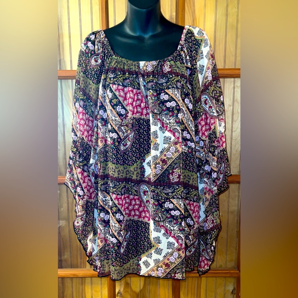 New Directions Multicolor Patchwork Blouse - image 2
